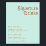 Retro Beach | Aqua Signature Drink Sign Poster<br><div class="desc">Dit retro strand | Een symbool voor de drink van aqua is perfect voor je eenvoudige , kleurrijke tropische boho-zomerbruiloft. Het unieke bohemische middeleeuwse lettertype geeft dit ontwerp een klassiek, minimalistisch hippiebeeld. Stel dat je op zoek bent naar een design dat heldere, rustige oceaankleuren bevat voor je creatieve 70's strandbruiloft....</div>