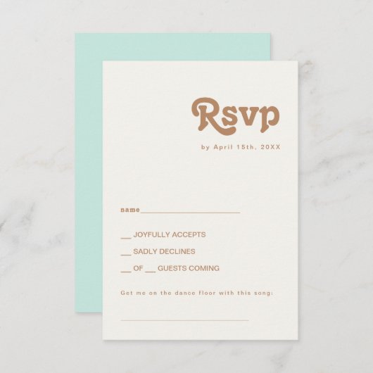 Retro Beach | Aqua Song Request RSVP Card (Voorkant / Achterkant)