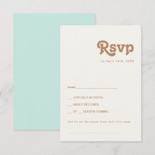 Retro Beach   Aqua Song Request RSVP Card Kaartje