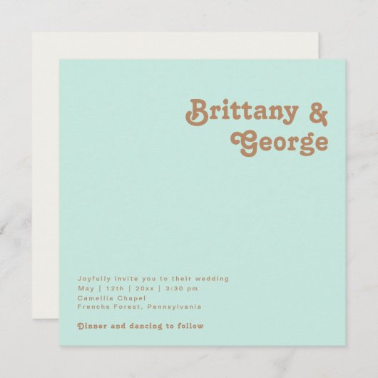 Retro Beach | Aqua Square Weddenschap Kaart (Voorkant / Achterkant)