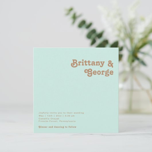 Retro Beach | Aqua Square Weddenschap Kaart (Staand voorkant)