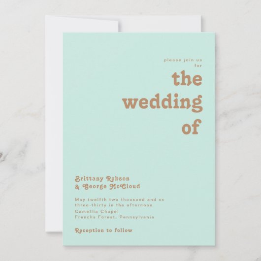 Retro Beach | Aqua the Wedding of Invitation Kaart (Voorkant)