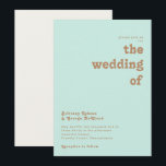 Retro Beach | Aqua the Wedding of Invitation Kaart<br><div class="desc">Dit retro strand | aqua de bruiloft van de uitnodiging is perfect voor je eenvoudige , kleurrijke tropische boho zomerbruiloft. Het unieke bohemische middeleeuwse lettertype geeft dit ontwerp een klassiek, minimalistisch hippiebeeld. Stel dat je op zoek bent naar een design dat heldere, rustige oceaankleuren bevat voor je creatieve 70's strandbruiloft....</div>