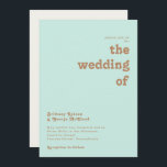 Retro Beach | Aqua the Wedding of Invitation Kaart<br><div class="desc">Dit retro strand | aqua de bruiloft van de uitnodiging is perfect voor je eenvoudige , kleurrijke tropische boho zomerbruiloft. Het unieke bohemische middeleeuwse lettertype geeft dit ontwerp een klassiek, minimalistisch hippiebeeld. Stel dat je op zoek bent naar een design dat heldere, rustige oceaankleuren bevat voor je creatieve 70's strandbruiloft....</div>