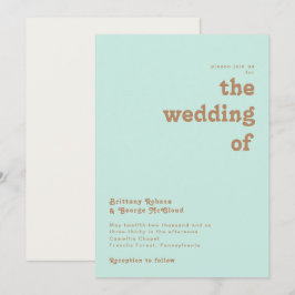 Retro Beach | Aqua the Wedding of Invitation Kaart