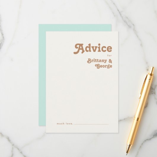 Retro Beach | Aqua Weddenschap Advieskaart (Voorkant / Achterkant in situ)