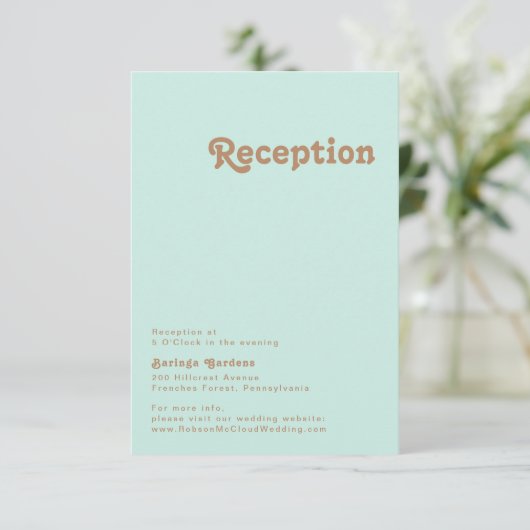 Retro Beach | Aqua Weddenschap-kaart Informatiekaartje (Staand voorkant)