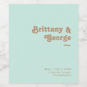 Retro Beach | Aqua Weddenschap Wijn Label Wijn Etiket (Enkel label)