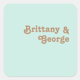 Retro Beach   Aqua Wedding Envelope-zegels Vierkante Sticker