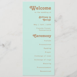 Retro Beach | Aqua Wedding-programma Programmakaart