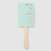Retro Beach | Aqua Wedding Programme Hand Fan Handwaaier (Voorkant)