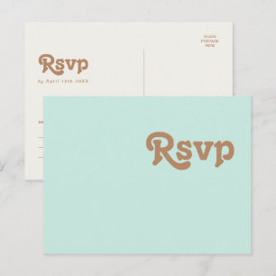 Retro Beach   Aqua Wedding RSVP-Briefkaart Briefkaart