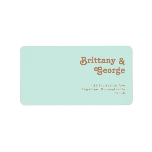 Retro Beach | Aqua Wedding RSVP Return Address Etiket (Voorkant)