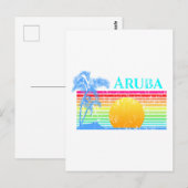Retro Beach Aruba Sunset Briefkaart (Voorkant / Achterkant)
