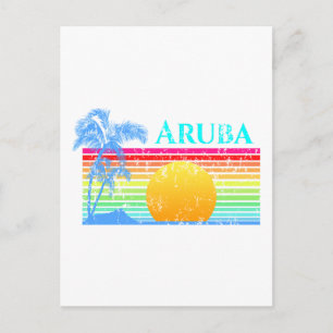 Retro Beach Aruba Sunset Briefkaart