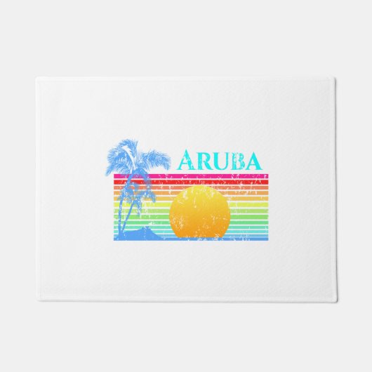 Retro Beach Aruba Sunset Deurmat (Voorkant)
