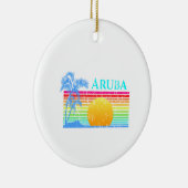 Retro Beach Aruba Sunset Keramisch Ornament (Rechts)