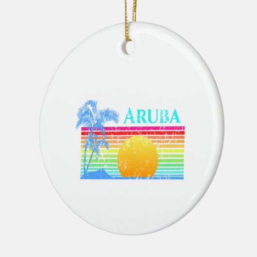 Retro Beach Aruba Sunset Keramisch Ornament (Links)