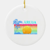Retro Beach Aruba Sunset Keramisch Ornament (Achterkant)