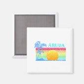 Retro Beach Aruba Sunset Magneet (Voorkant / Achterkant)