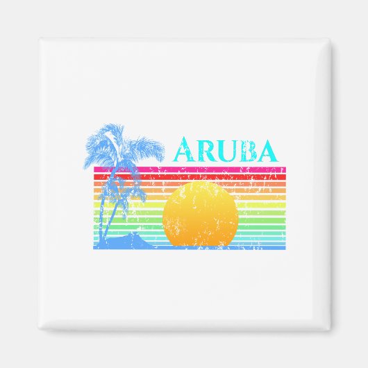 Retro Beach Aruba Sunset Magneet (Voorkant)