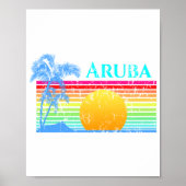 Retro Beach Aruba Sunset Poster (Voorkant)