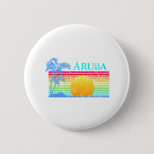 Retro Beach Aruba Sunset Ronde Button 5,7 Cm (Voorkant)