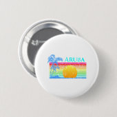 Retro Beach Aruba Sunset Ronde Button 5,7 Cm (Voorkant /achterkant)