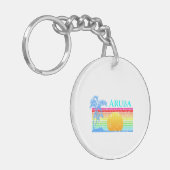 Retro Beach Aruba Sunset Sleutelhanger (Voorkant Links)