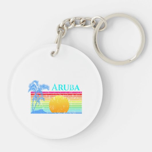 Retro Beach Aruba Sunset Sleutelhanger (Achterkant)