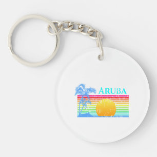Retro Beach Aruba Sunset Sleutelhanger