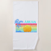 Retro Beach Aruba Sunset Strandlaken (Voorkant)