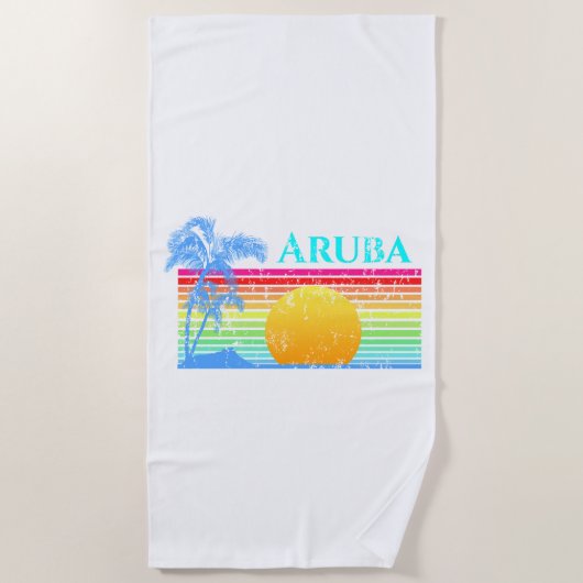 Retro Beach Aruba Sunset Strandlaken (Voorkant)