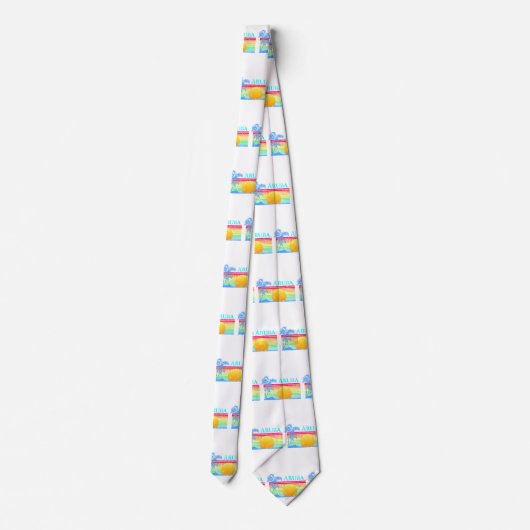 Retro Beach Aruba Sunset Stropdas (Achterkant)