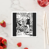 Retro Beach Babe Paper Napkin Servet (Insitu)