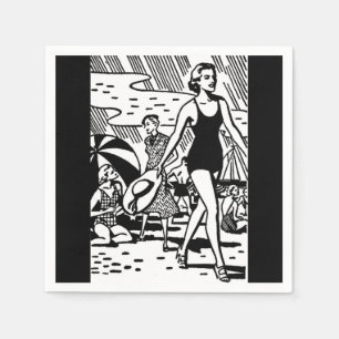 Retro Beach Babe Paper Napkin Servet