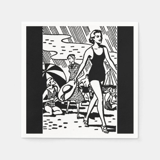 Retro Beach Babe Paper Napkin Servet (Voorkant)