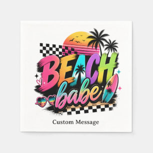 Retro Beach Babe Tropische Zomer Persoonlijk Servet