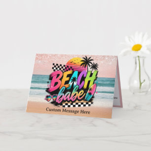 Retro Beach Babe Tropische Zomer Zonsondergang Kaart
