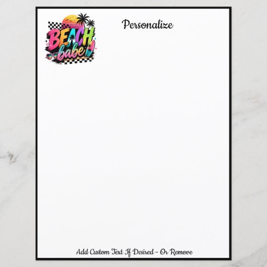 Retro Beach Babe Zomer Persoonlijk Schrijfpapier (Voorkant)