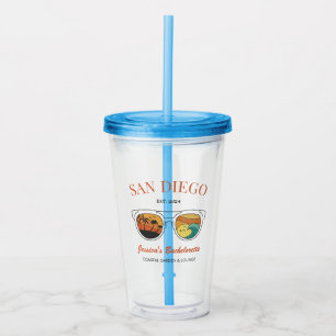 Retro Beach Bachelorette Aangepaste Bruidsmeisje G Acryl Drinkbeker