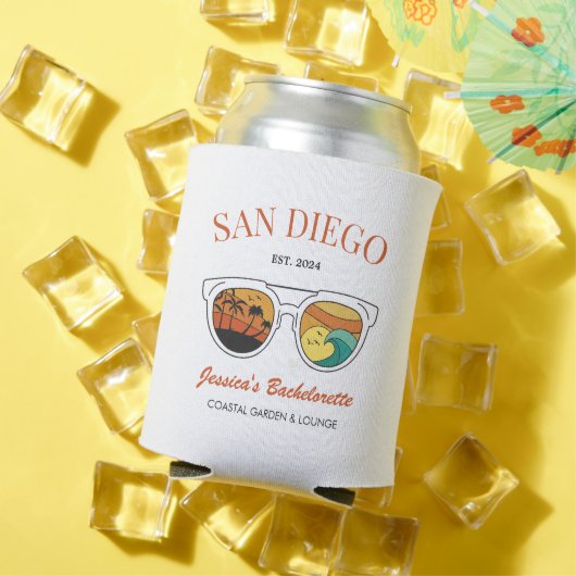 Retro Beach Bachelorette Aangepaste Bruidsmeisje G Blikjeskoeler (Insitu Zomer)