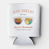 Retro Beach Bachelorette Aangepaste Bruidsmeisje G Blikjeskoeler (Voorkant)