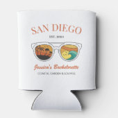 Retro Beach Bachelorette Aangepaste Bruidsmeisje G Blikjeskoeler (Achterkant)