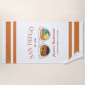 Retro Beach Bachelorette Aangepaste Bruidsmeisje G Strandlaken (Voorkant)