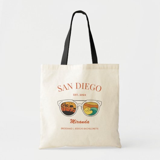 Retro Beach Bachelorette Aangepaste Bruidsmeisje G Tote Bag (Voorkant)