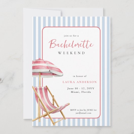 Retro Beach Bachelorette weekend Reisschema Kaart (Voorkant)