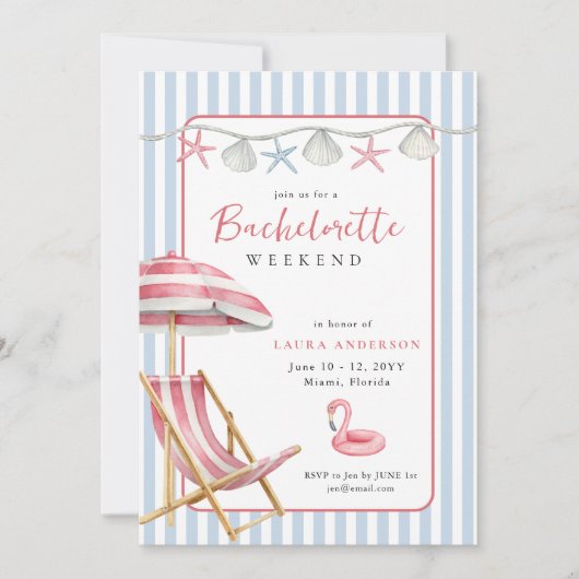 Retro Beach Bachelorette weekend Reisschema Kaart (Voorkant)