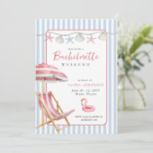 Retro Beach Bachelorette weekend Reisschema Kaart (Staand voorkant)