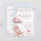 Retro Beach Bachelorette weekend Reisschema Kaart (Voorkant / Achterkant)